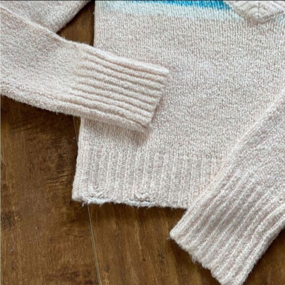 WILDFOX DREAMER RAINBOW STRIPE V NECK KNIT DISTRESSED SWEATER - Picture 9 of 12